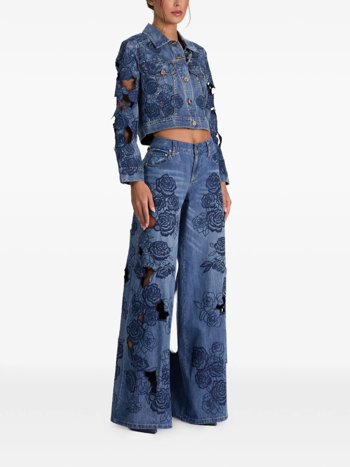 Alice + Olivia Embroidered Denim Jacket