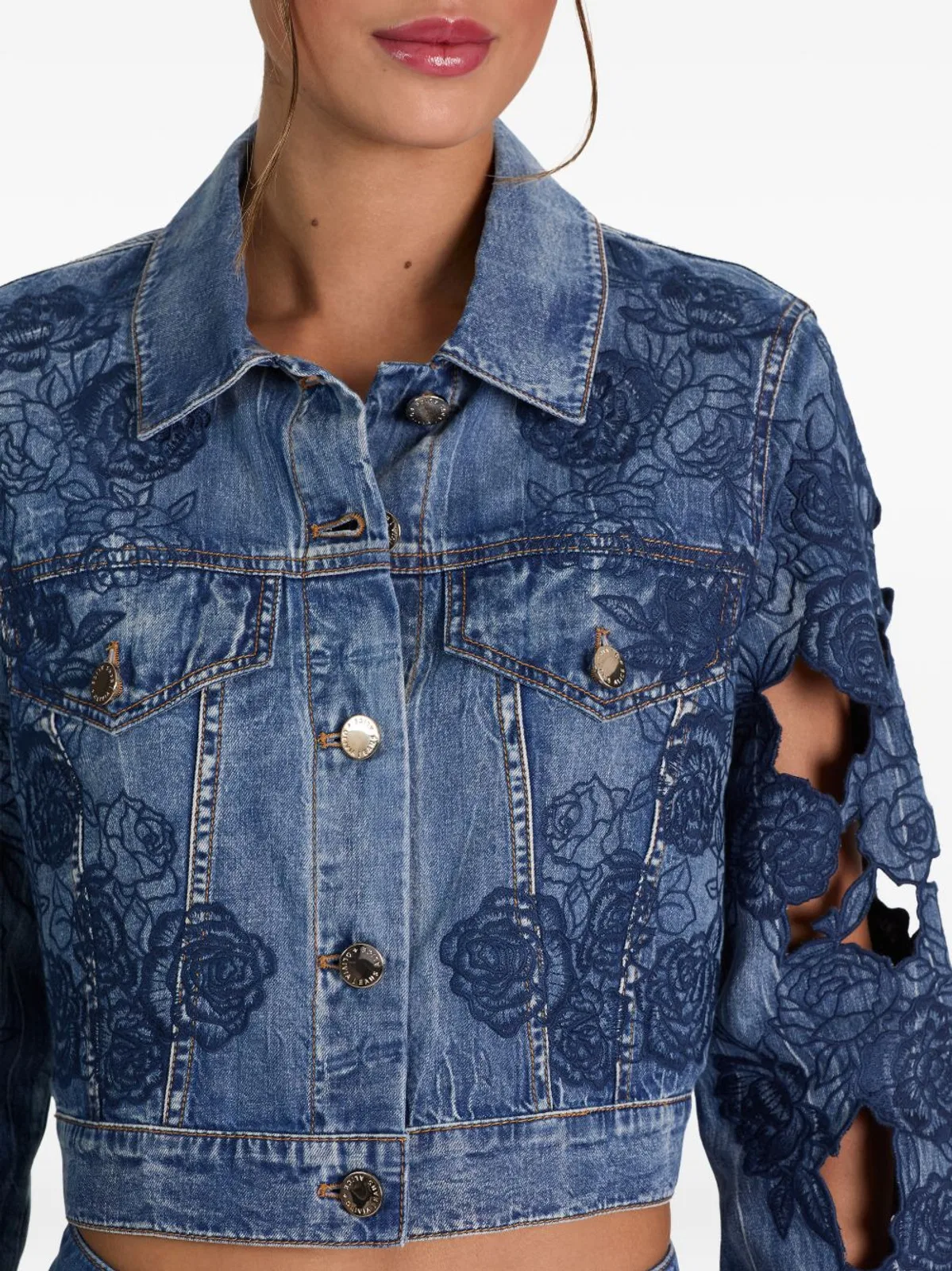 Alice + Olivia Embroidered Denim Jacket