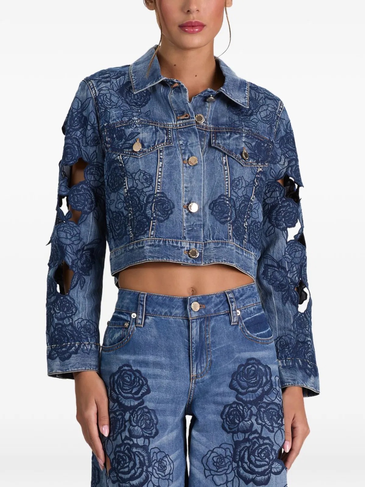 Alice + Olivia Embroidered Denim Jacket