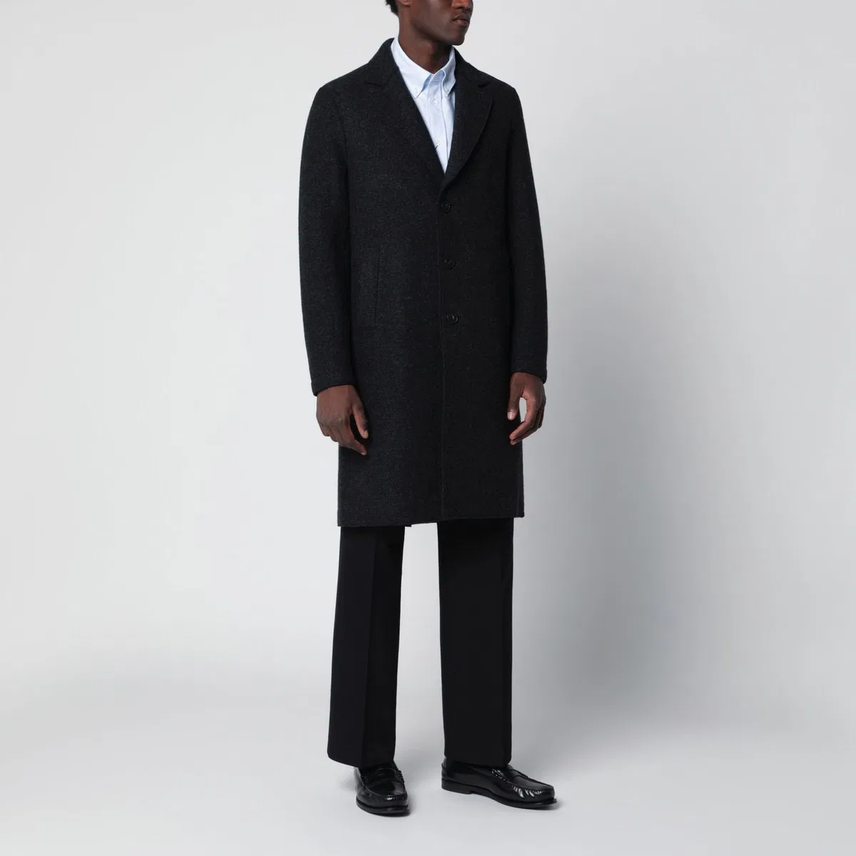Harris Wharf London Anthracite Grey Singlebreasted Wool Coat