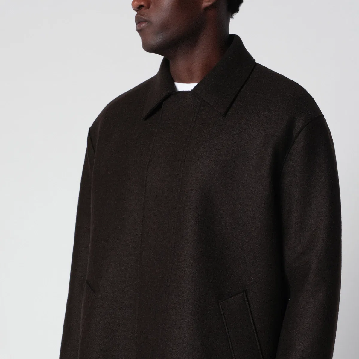 Harris Wharf London Dark Brown Wool Coat