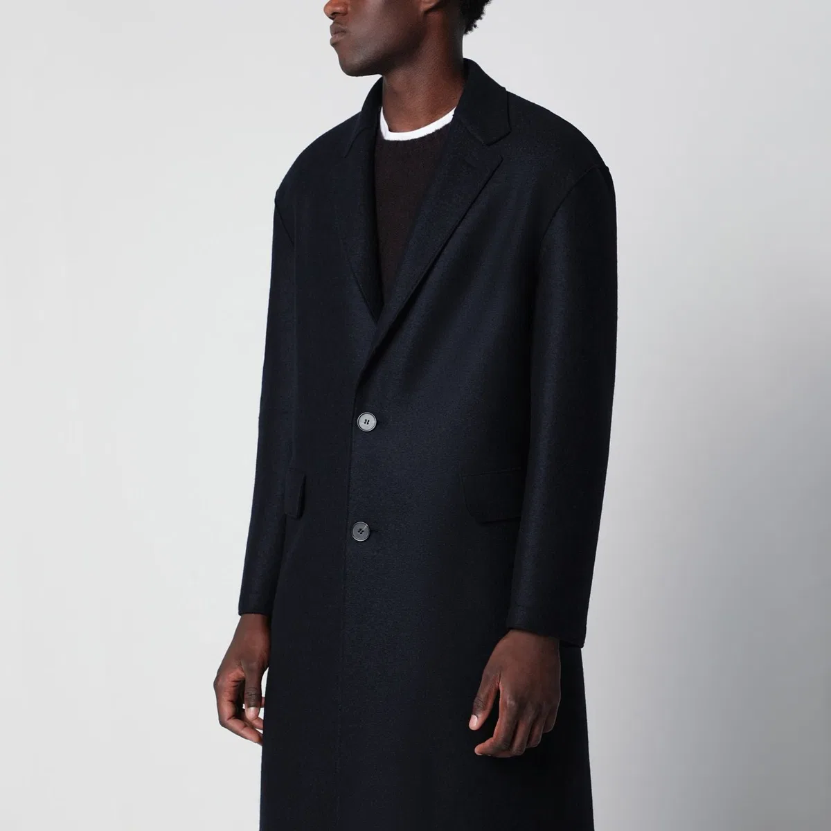 Harris Wharf London Navy Singlebreasted Wool Coat