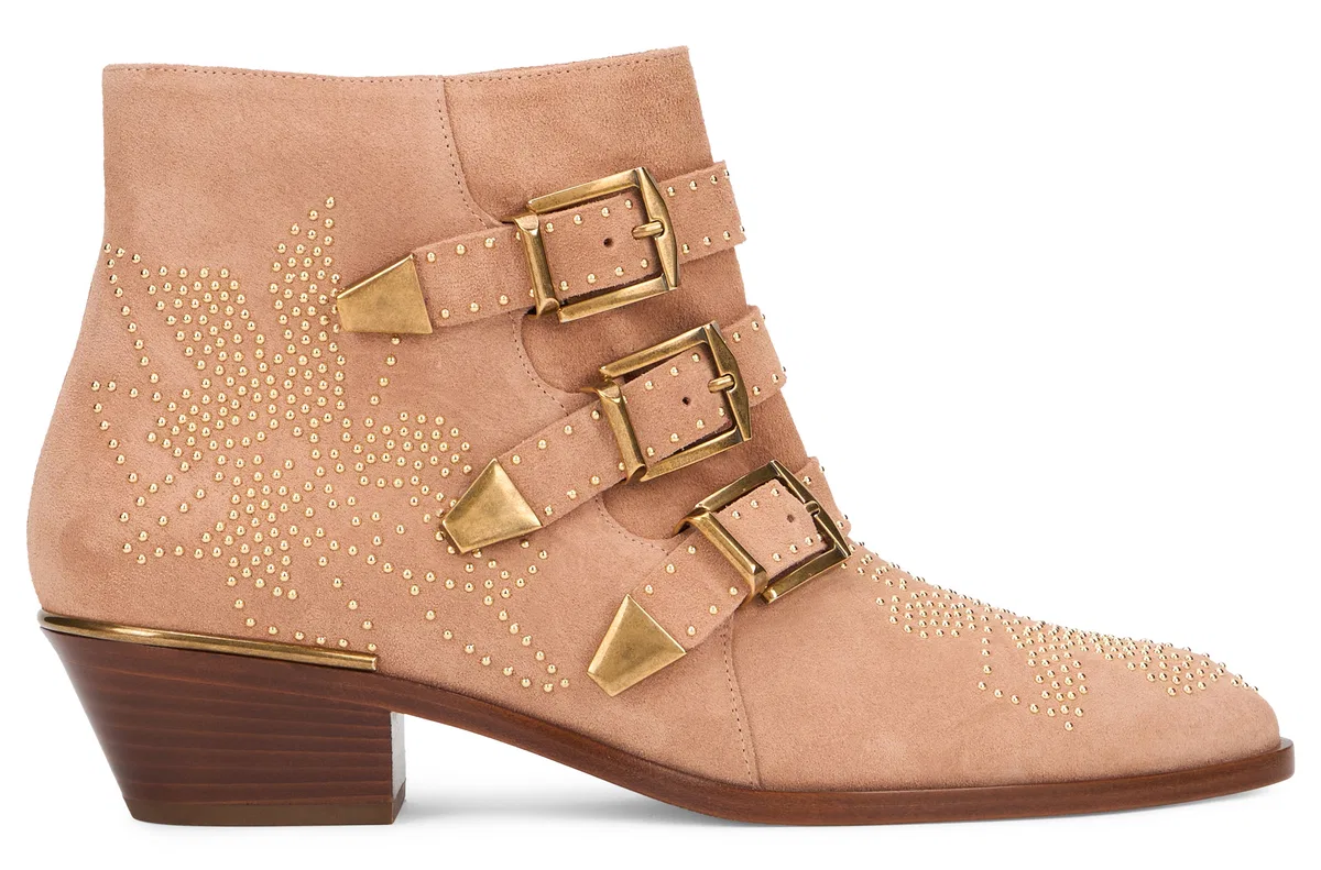 Chloé Susan Ankle Boots In Suede With Studs
