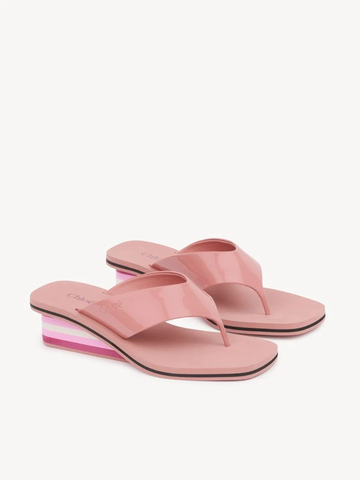 Chloé Chloe Swimming Cool Wedge Thongs Coffee 