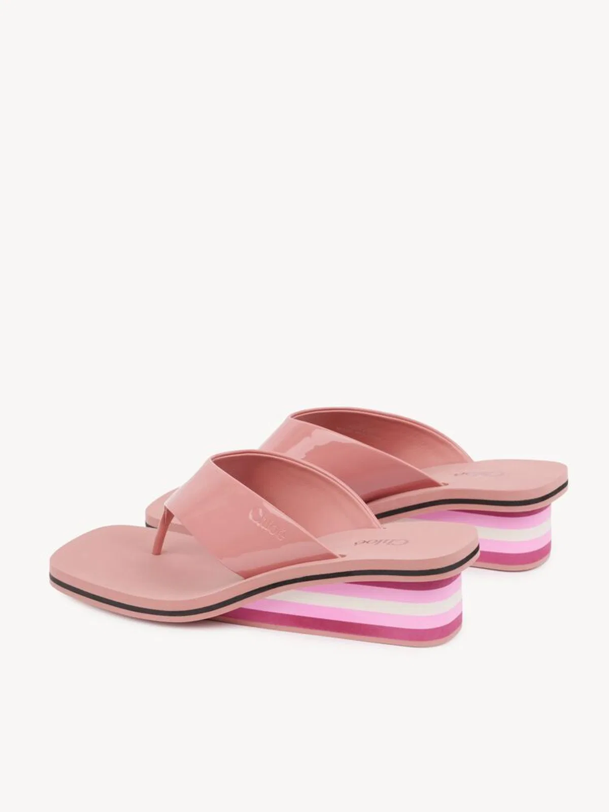 Chloé Chloe Swimming Cool Wedge Thongs Coffee 