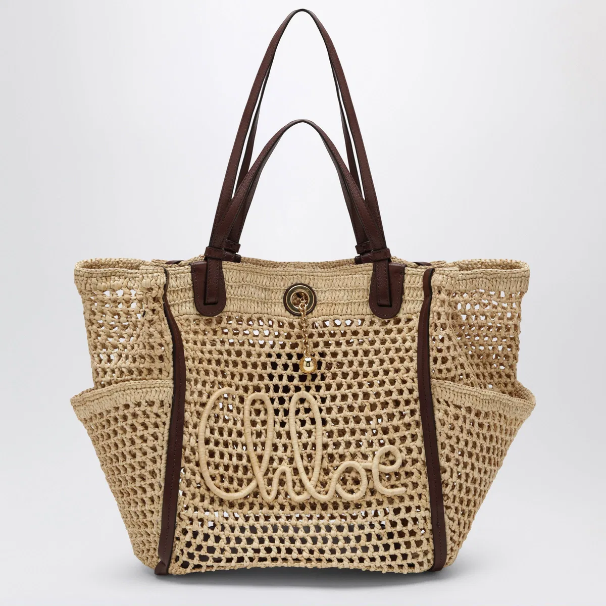 Chloé Sand/ Brown Iconic Raffia And Leather Ba