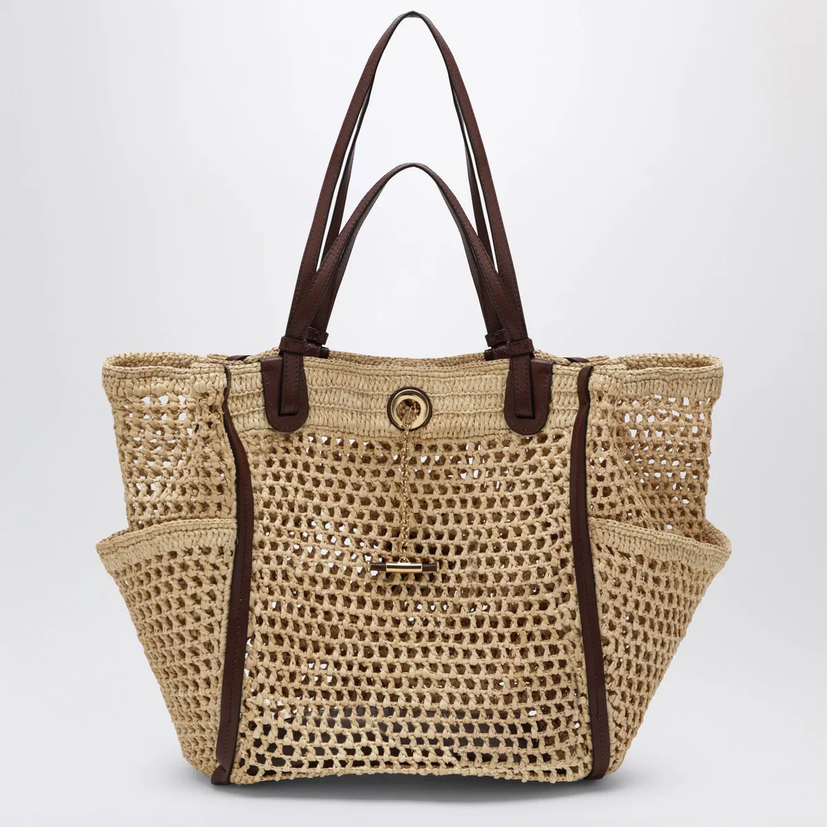 Chloé Sand/ Brown Iconic Raffia And Leather Ba