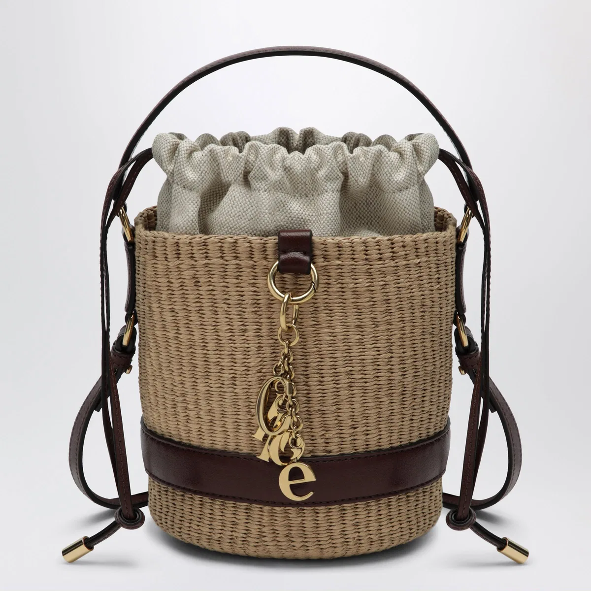 Chloé Charms Basket Bag In Natural Fibers