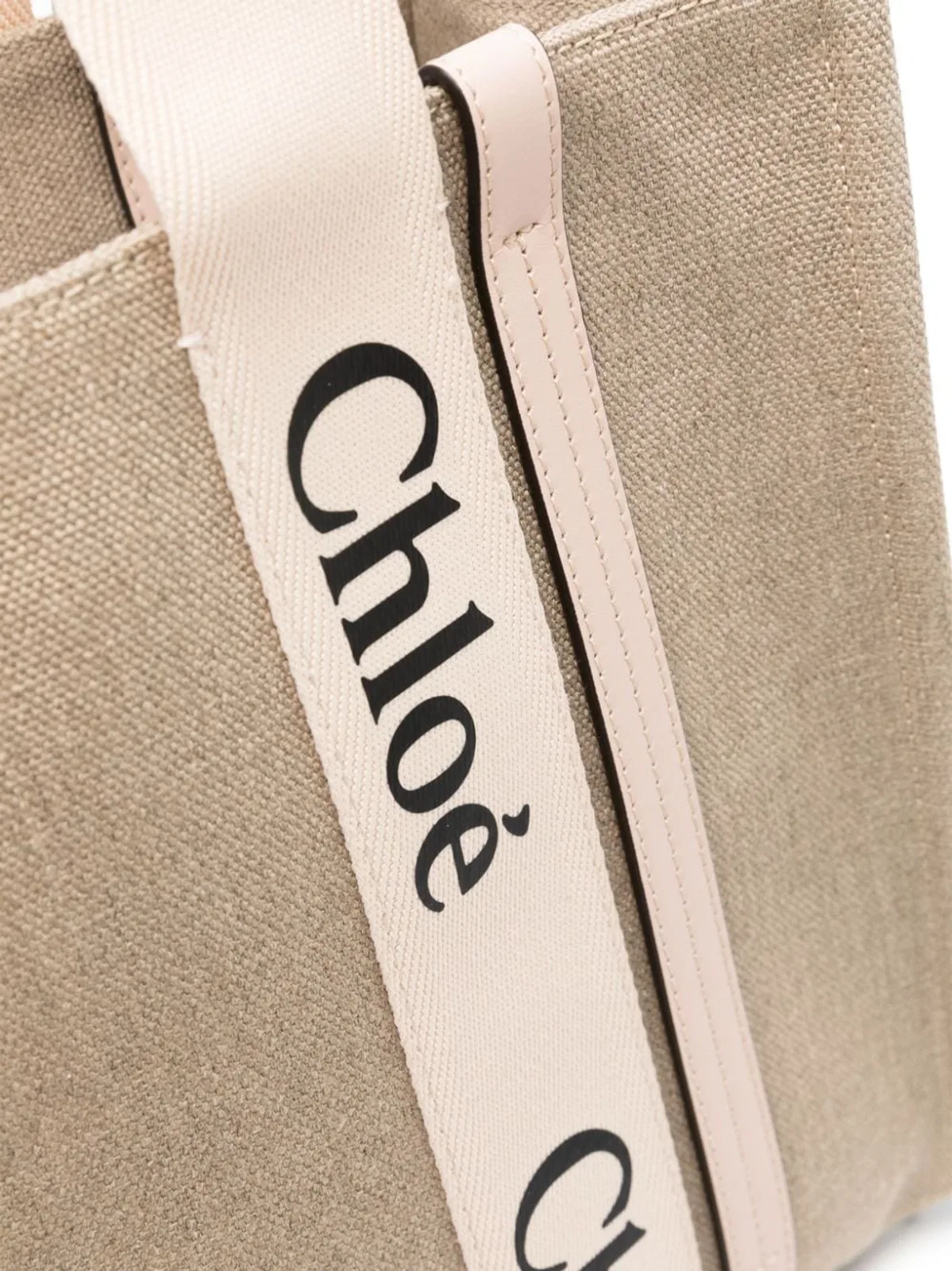 Chloé Beige Canvas Leather Handbag