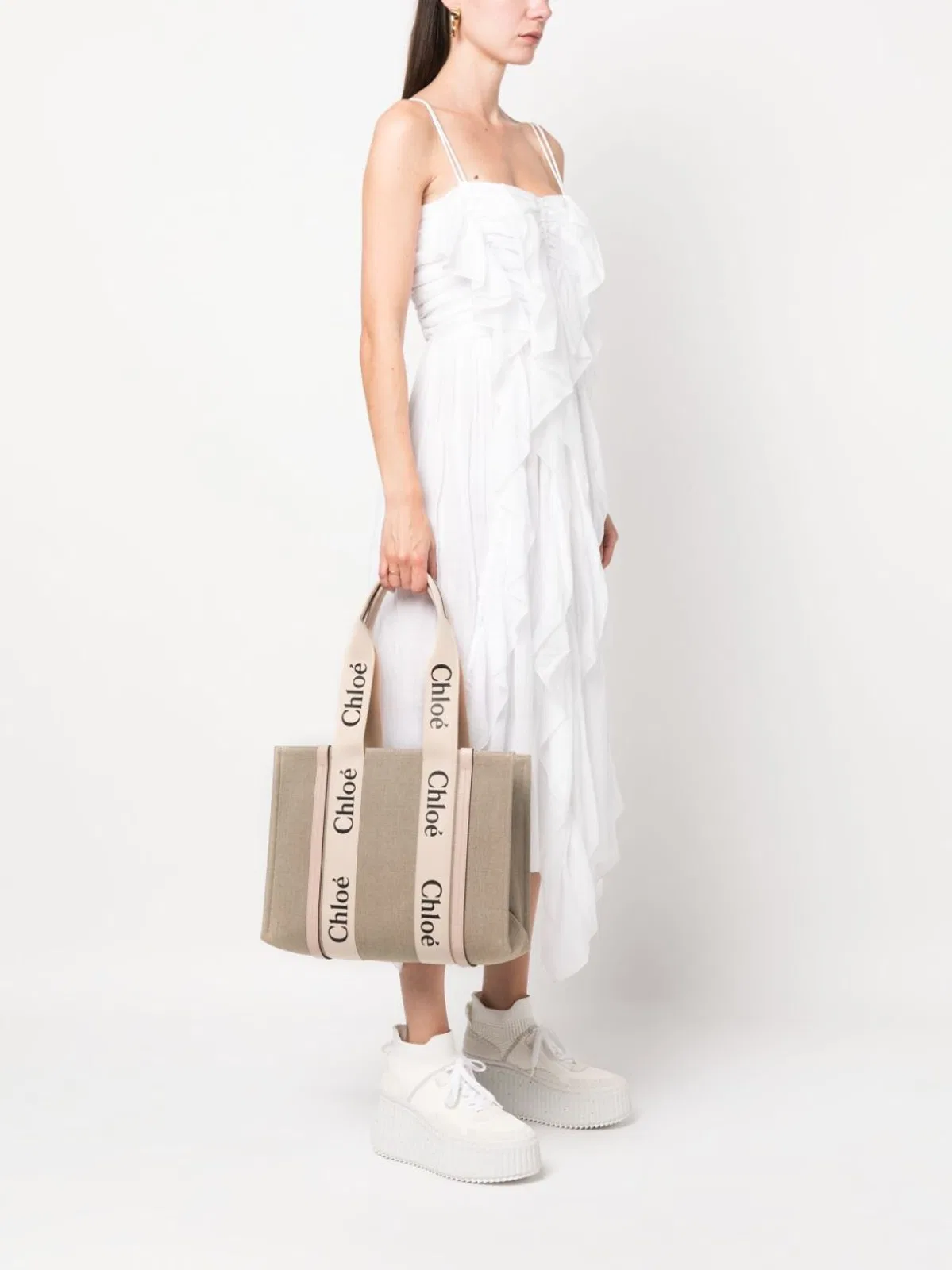 Chloé Beige Canvas Leather Handbag