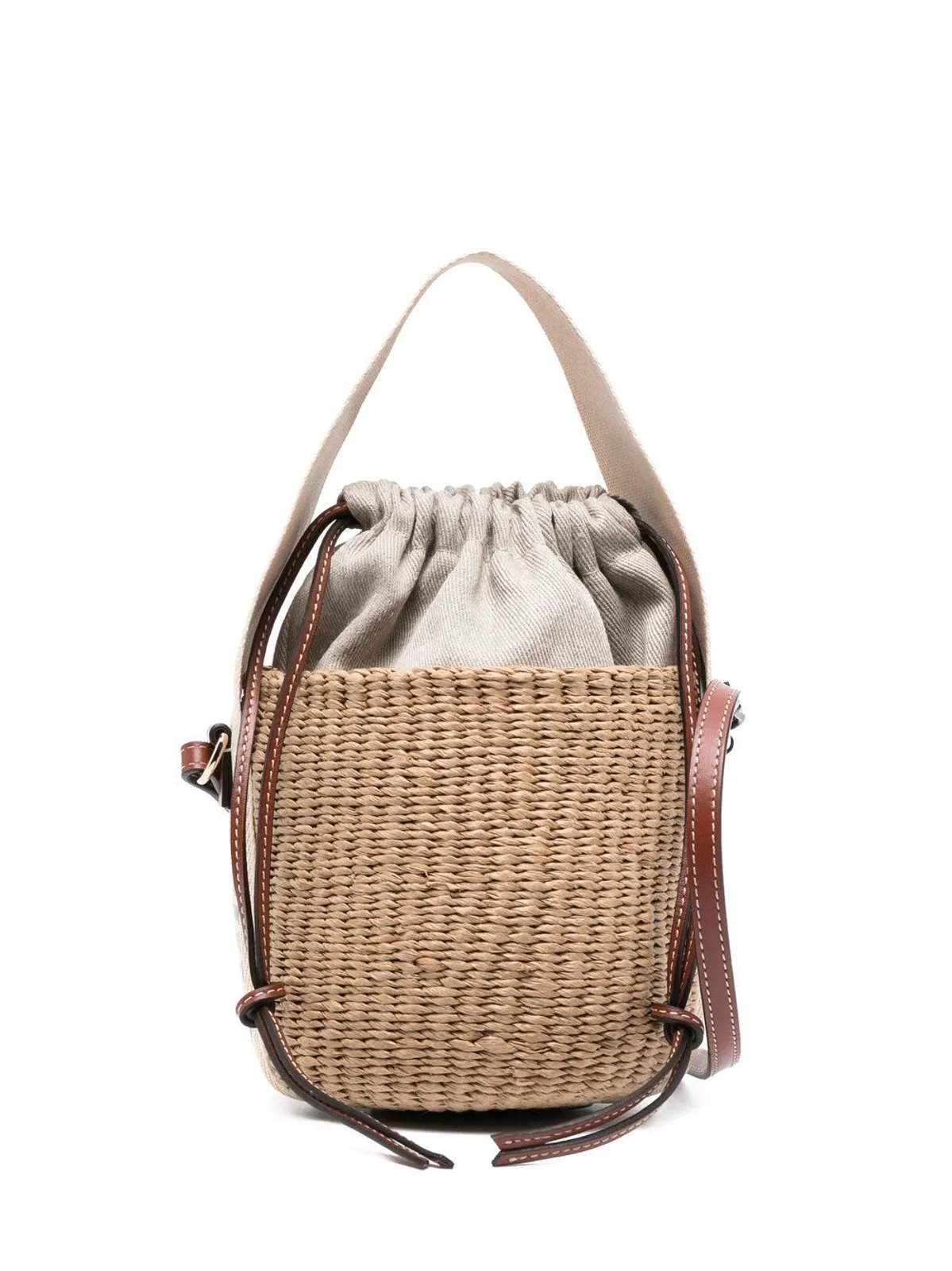 Chloé Wwoody Small Straw Bucket Bag