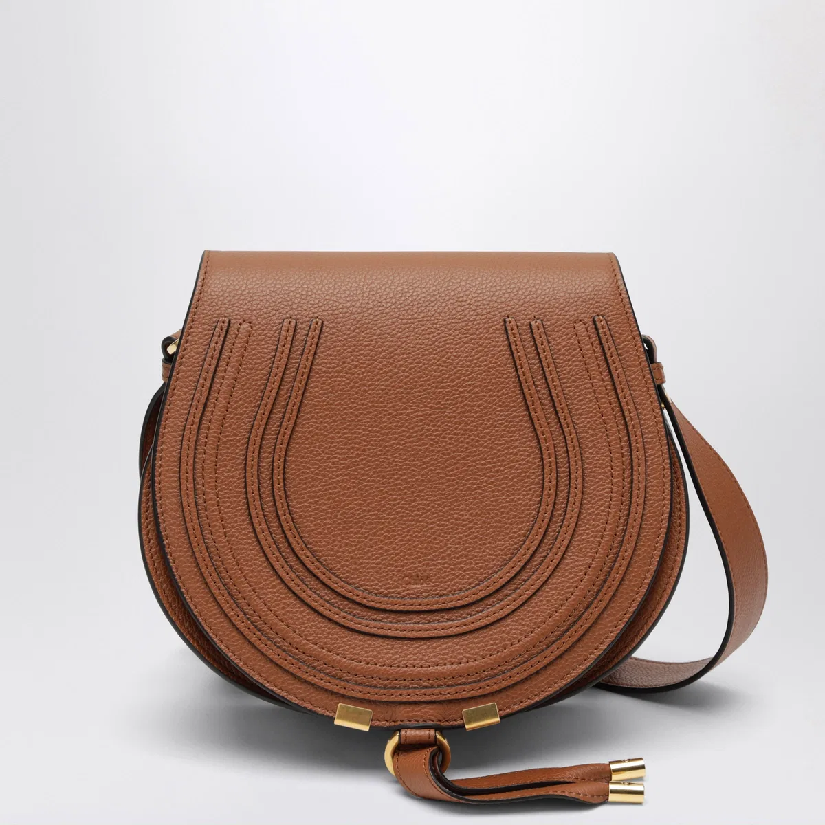 Chloé Saddle Marcie Bag In Light Brown Grained