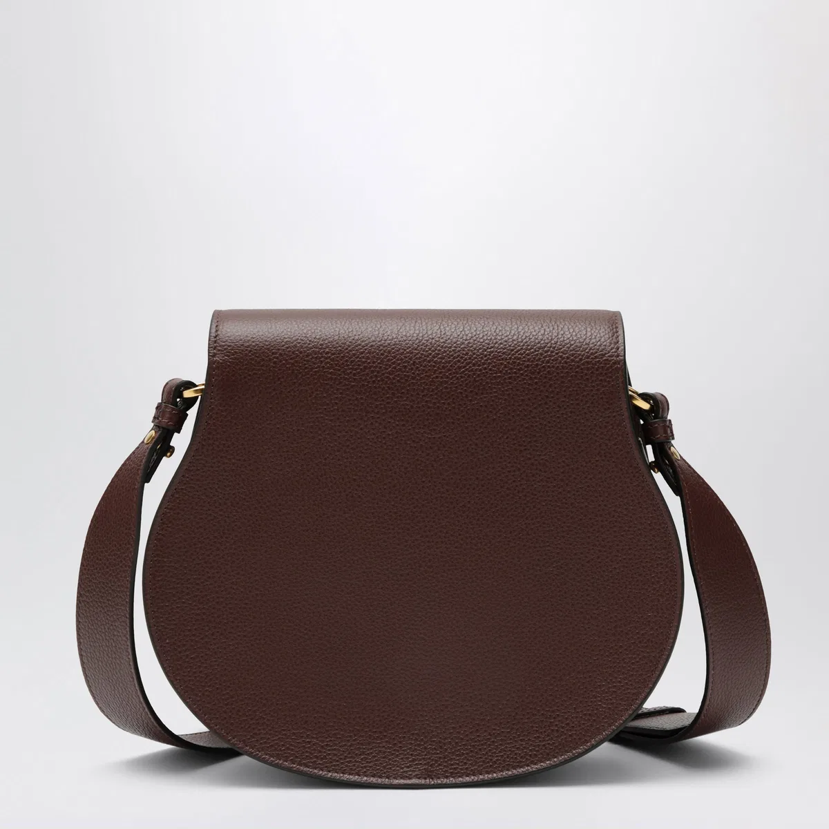 Chloé Marcie Saddle Bag In Brown Grained Leath