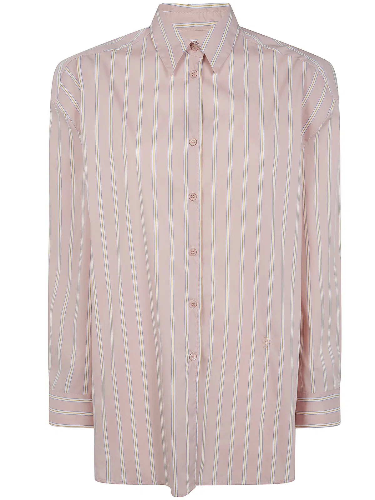 The Frankie Shop Pink White Stripes Oana Cotton Padded Sh