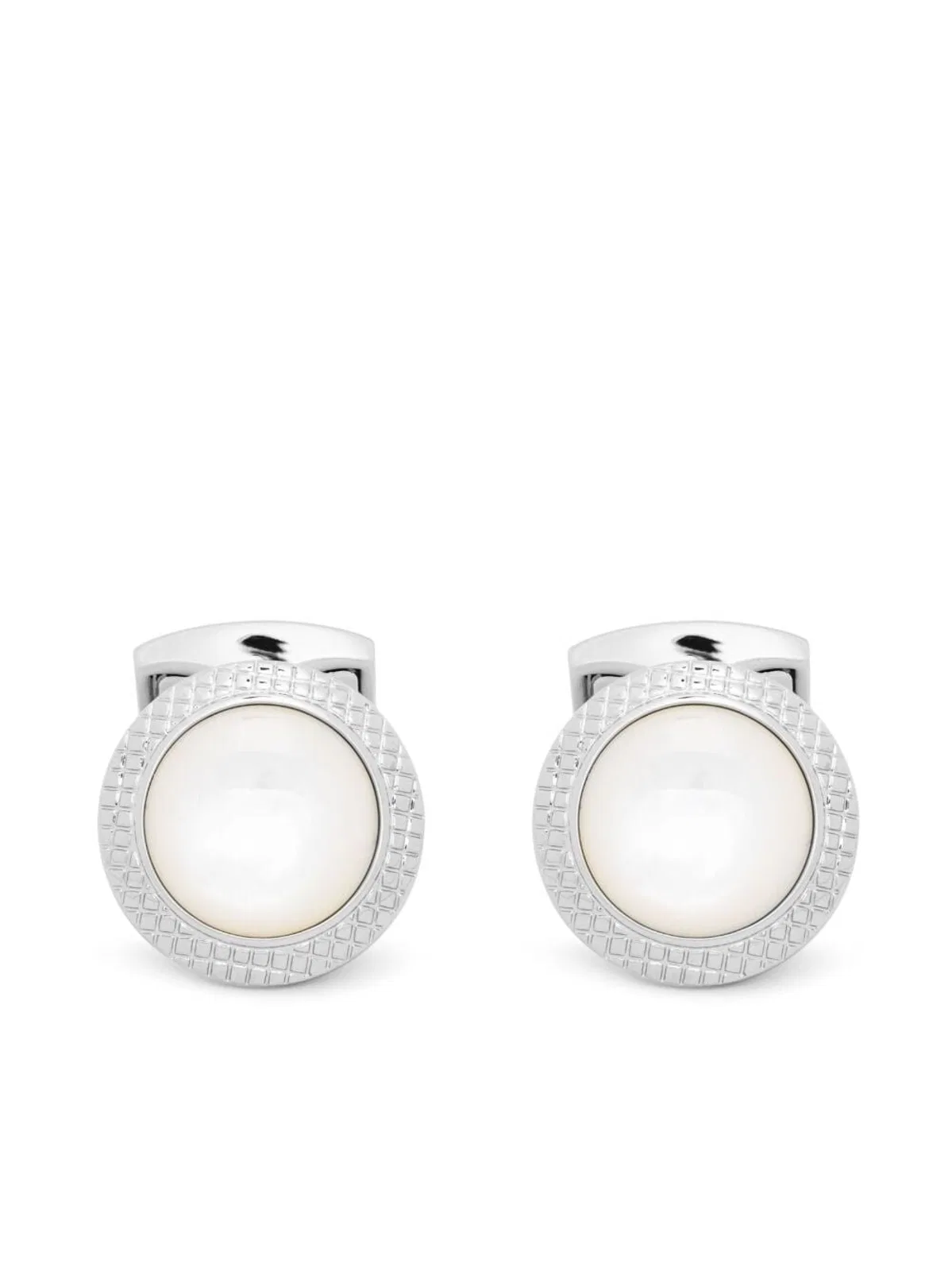 Tateossian Cufflinks Round Palladium White