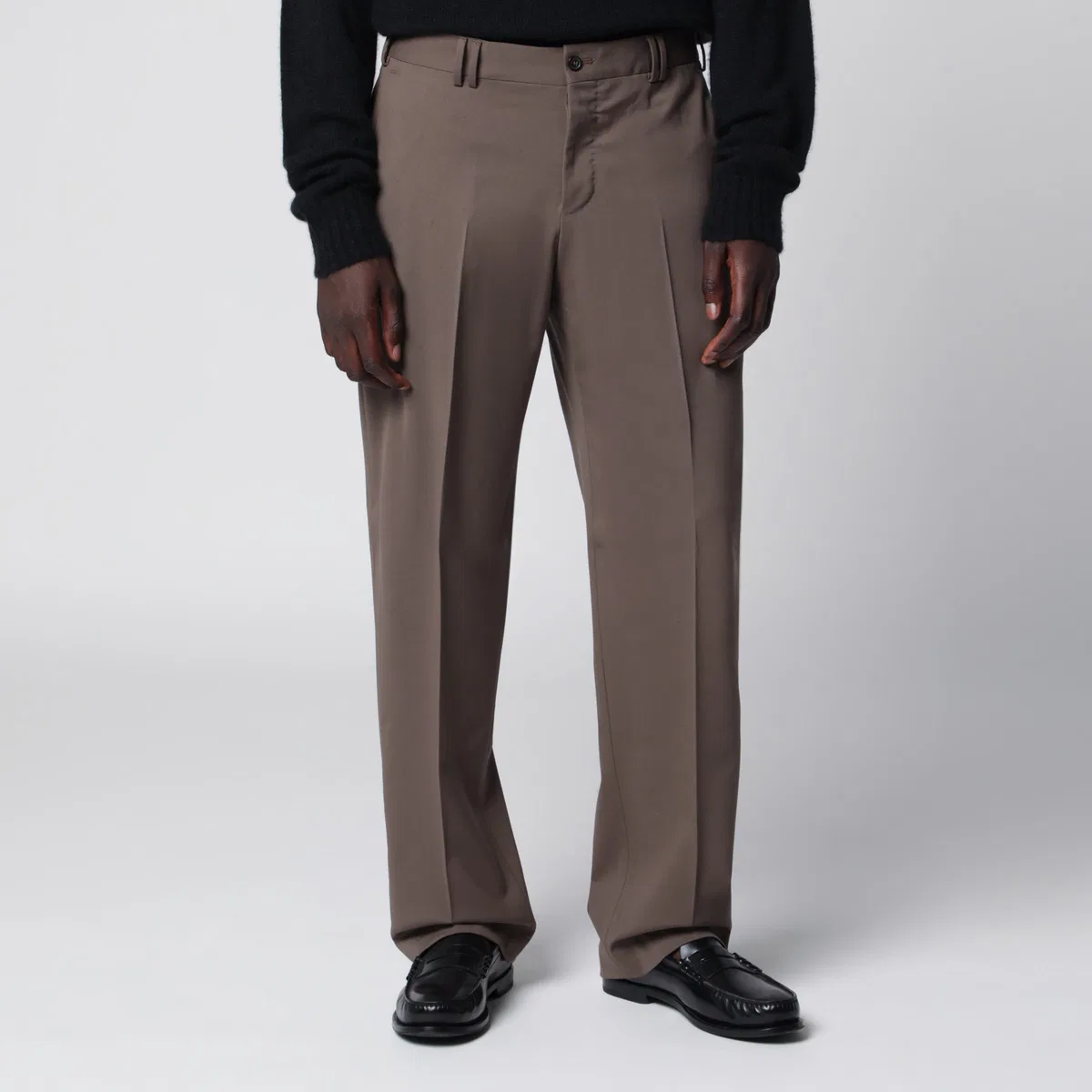 Pt Torino Taupe Wool-Blend Trousers