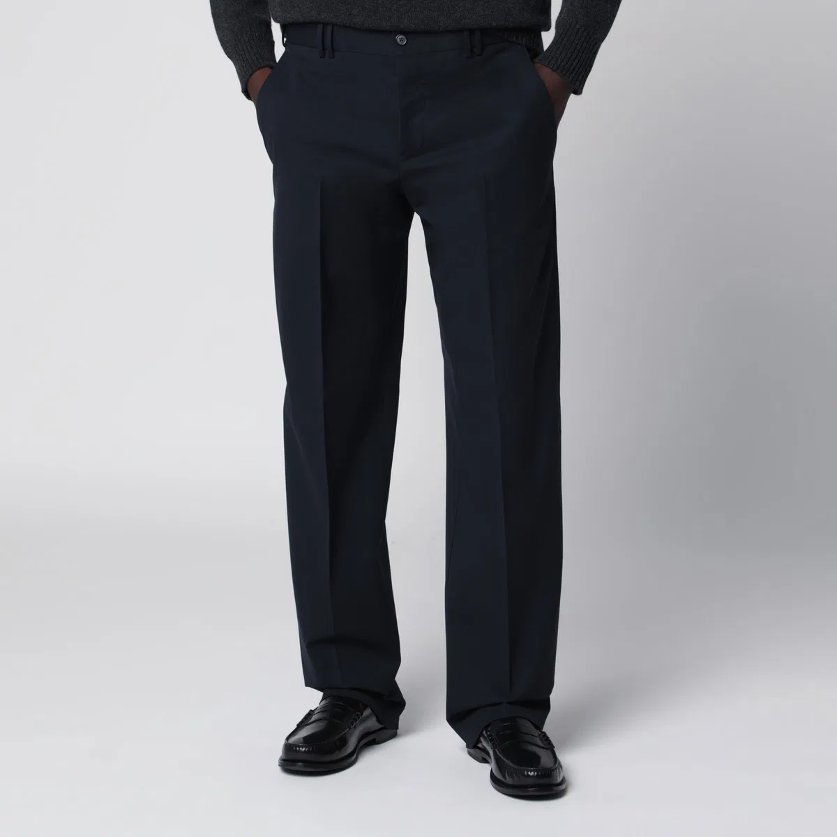 Pt Torino Blue Wool-Blend Trousers