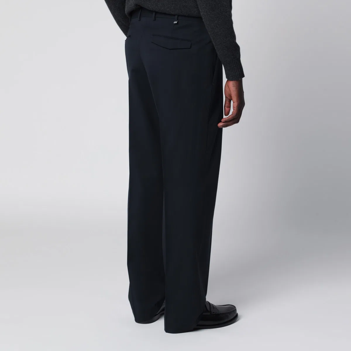 Pt Torino Blue Wool-Blend Trousers