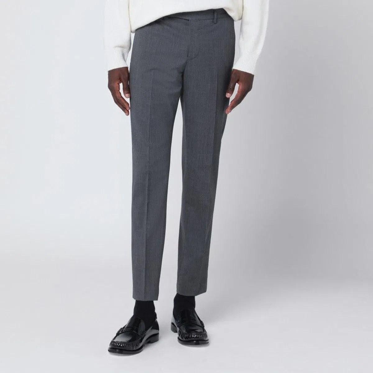 PT01 Dieci Trousers In Anthracite Grey Wool B