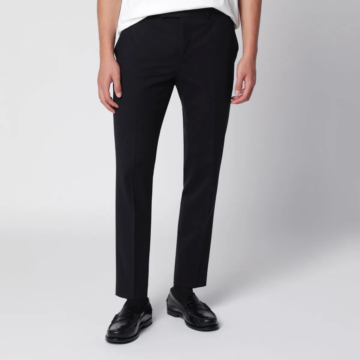 Pt Torino Dieci Trousers In Black Wool Blend