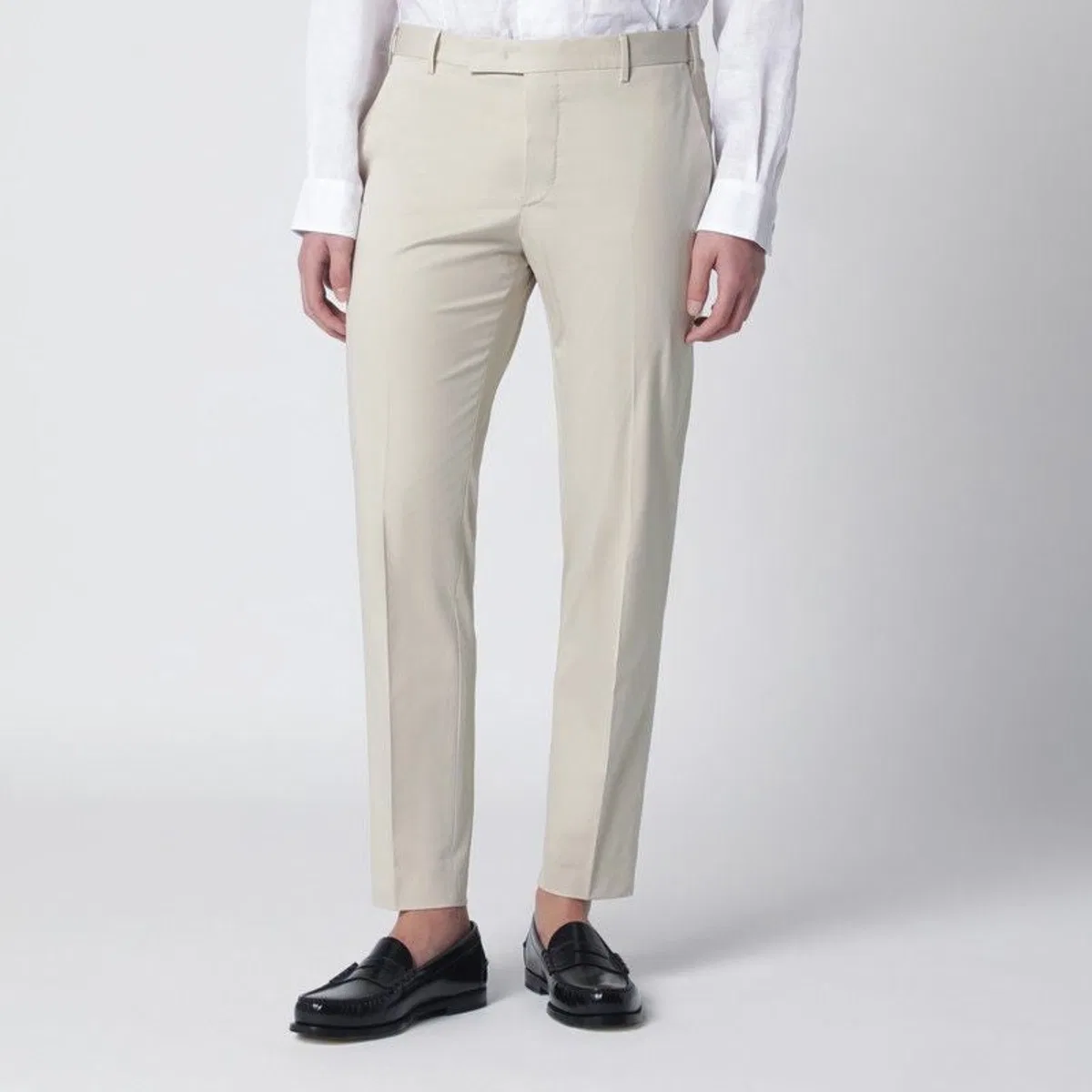 PT01 Beige Slimfit Cottonblend Trousers