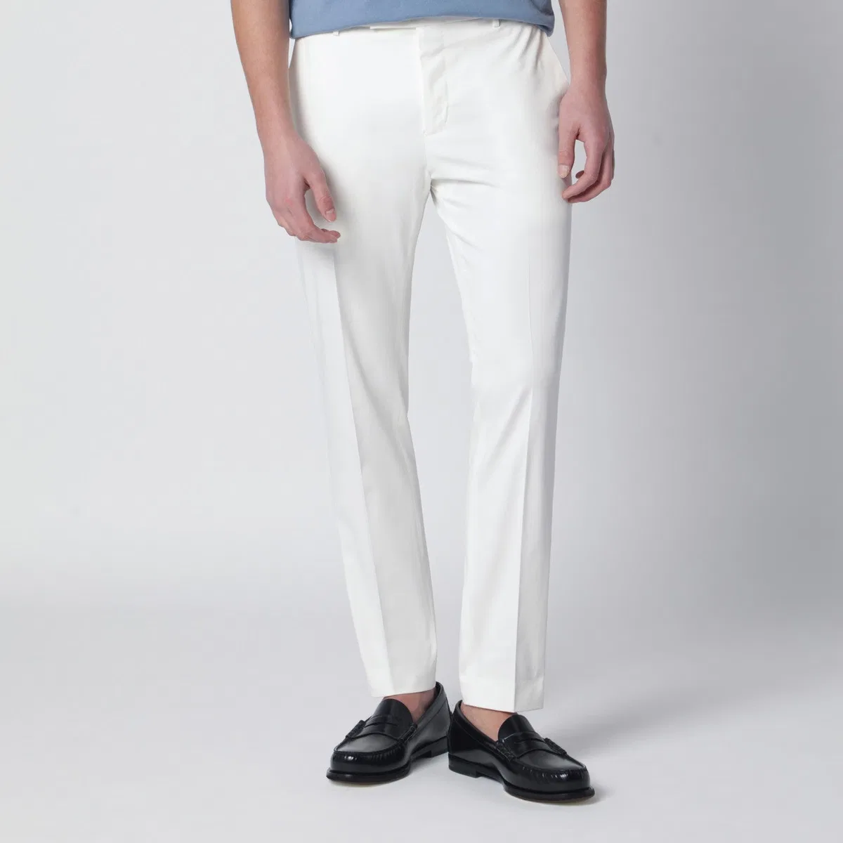 Pt Torino White Slim-Fit Cotton-Blend Trousers