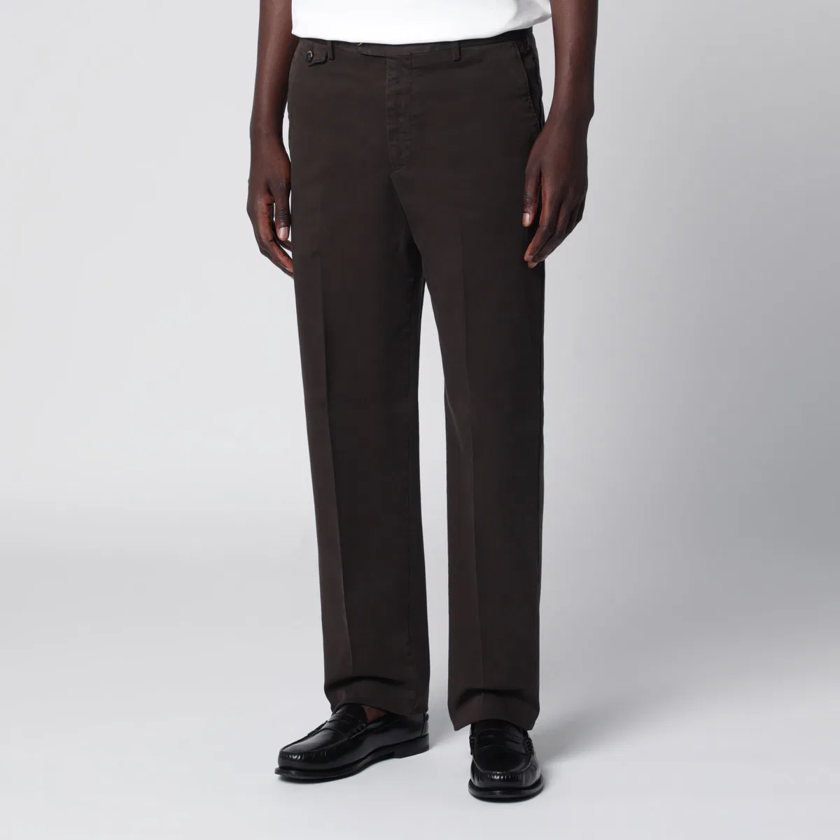 Pt Torino Dark Brown Cotton Trousers