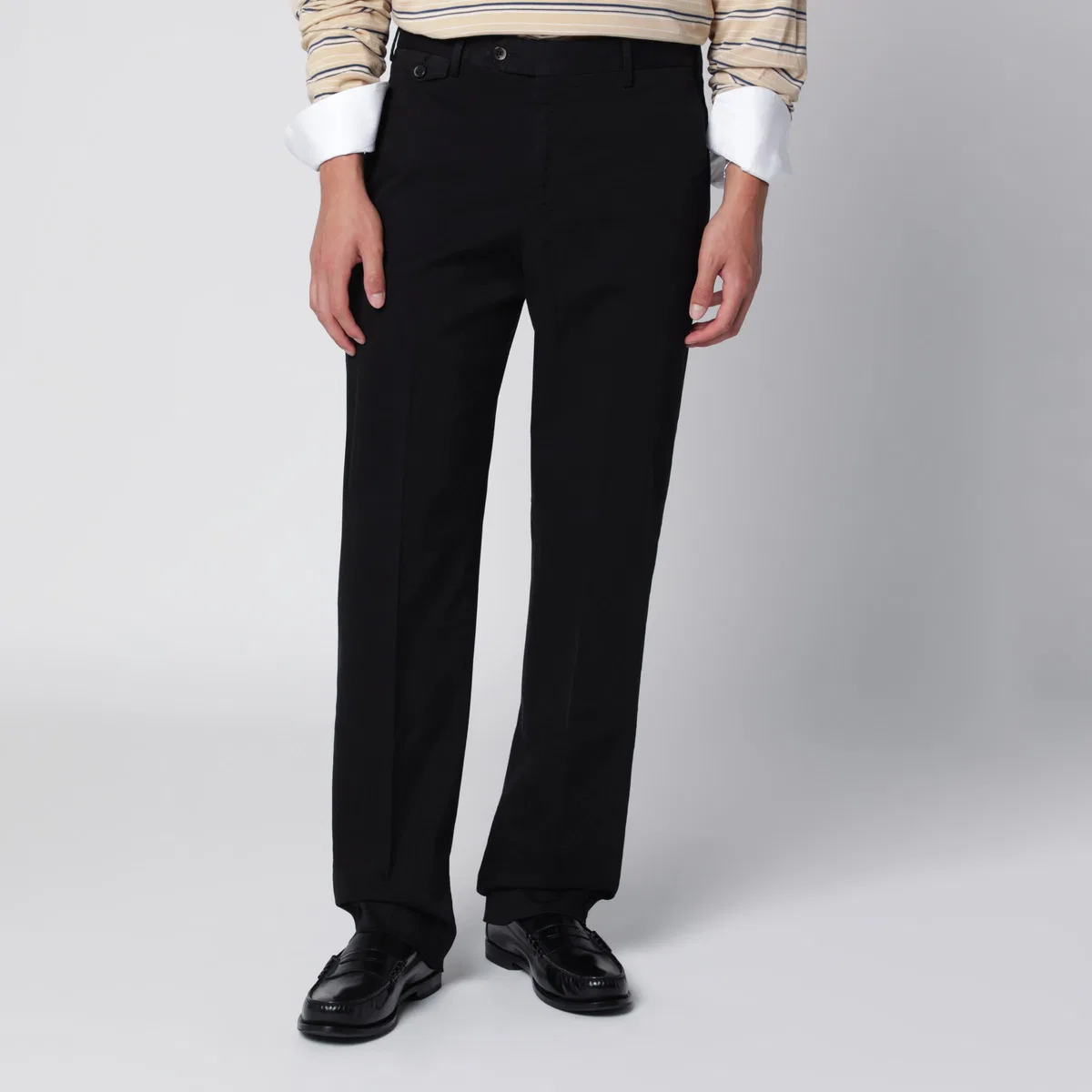 Pt Torino Black Cotton Trousers