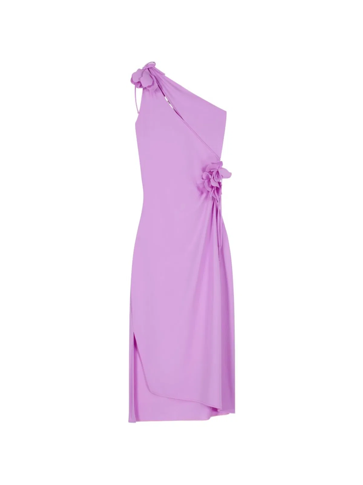 Coperni Purple Flower Detail One-Shoulder Dresse
