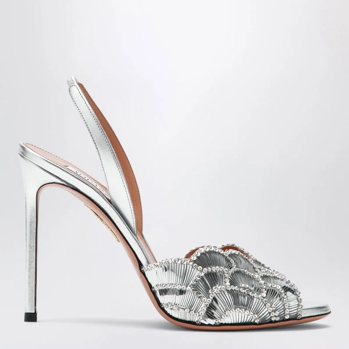 Aquazzura Ce Soir Silver Sandals In Nappa Leather