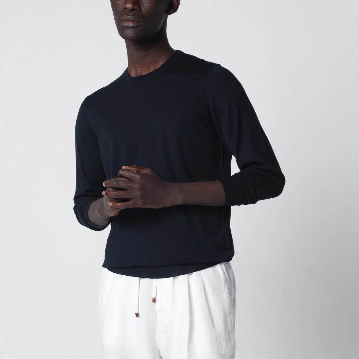Drumohr Navy Blue Wool Crew-Neck Sweater