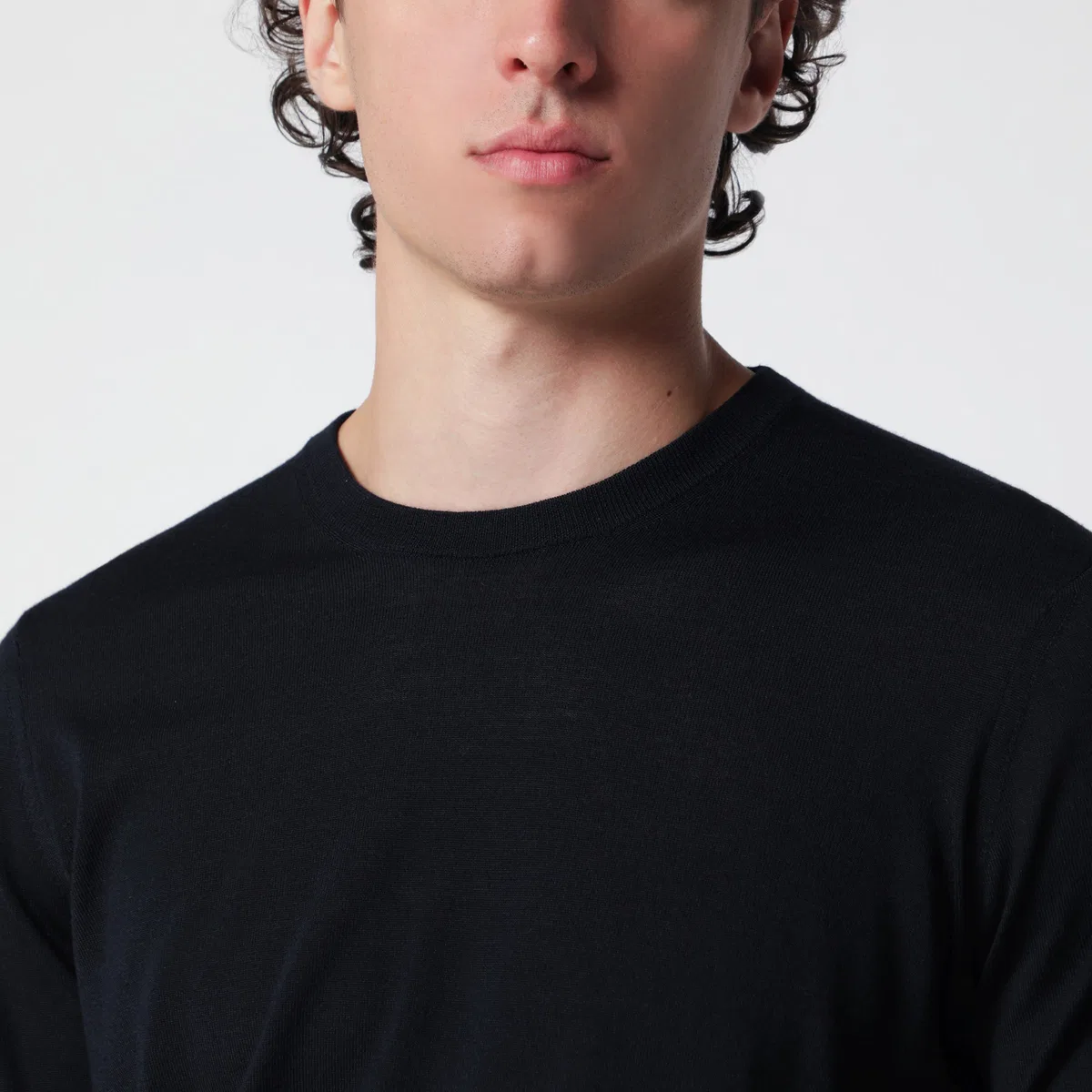 Drumohr Navy Blue Wool Crew-Neck Sweater