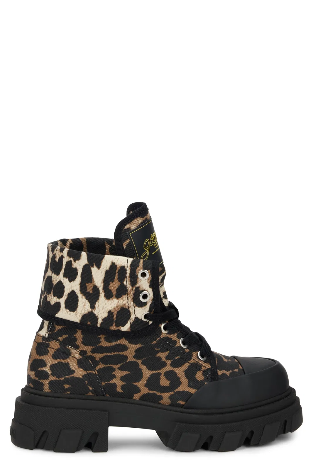 Ganni Leopard Print Ankle Boot With Sturdy Sol