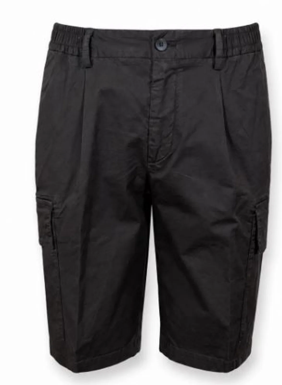 Devore Black Cotton Pleated Detailing Shorts