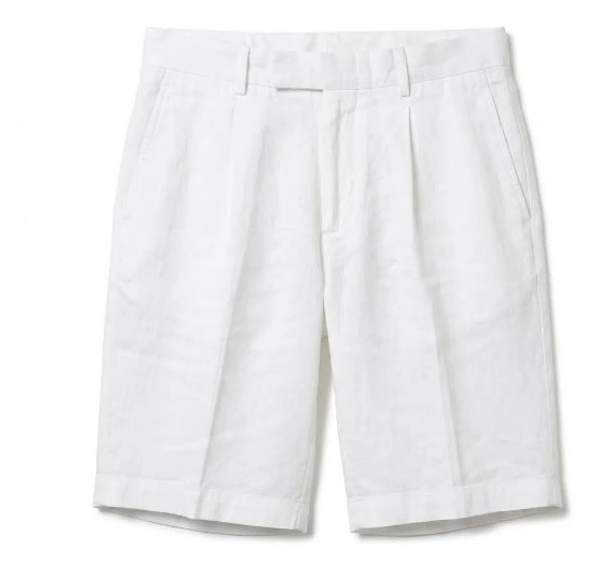 Devore White Cotton Front Pleats Shorts