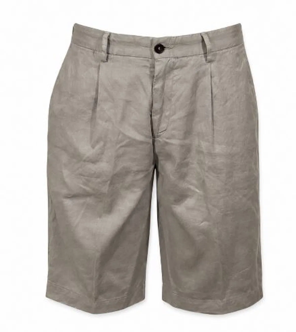 Devore Mud Grey Cotton Pleated Detail Shorts