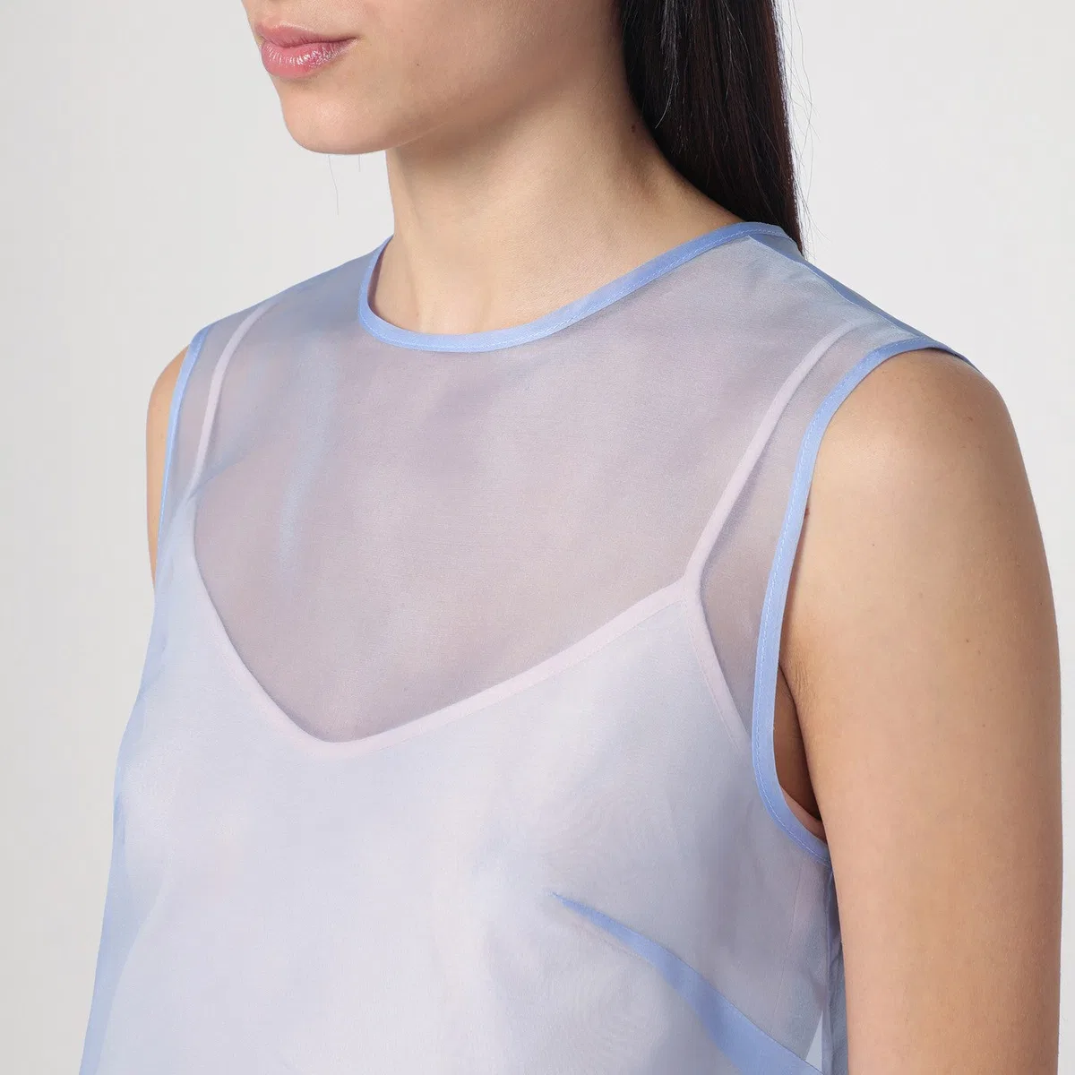 Parosh P.a.r.o.s.h. Sky Blue Tank Top In Silk