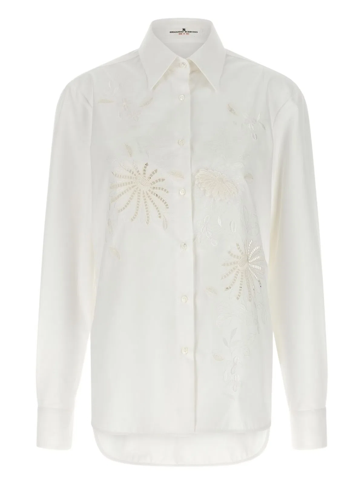 Ermanno Scervino White Embroidery Floral Cut-Outs Shirt
