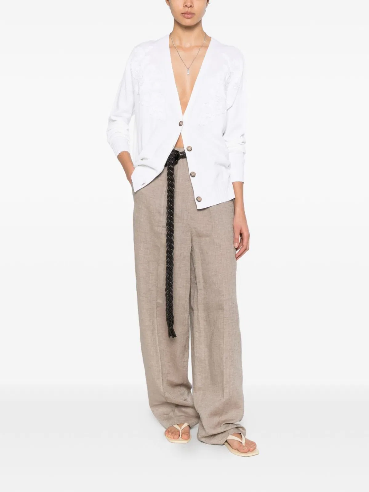 Ermanno Cotton Blend V-Necked Cardigan