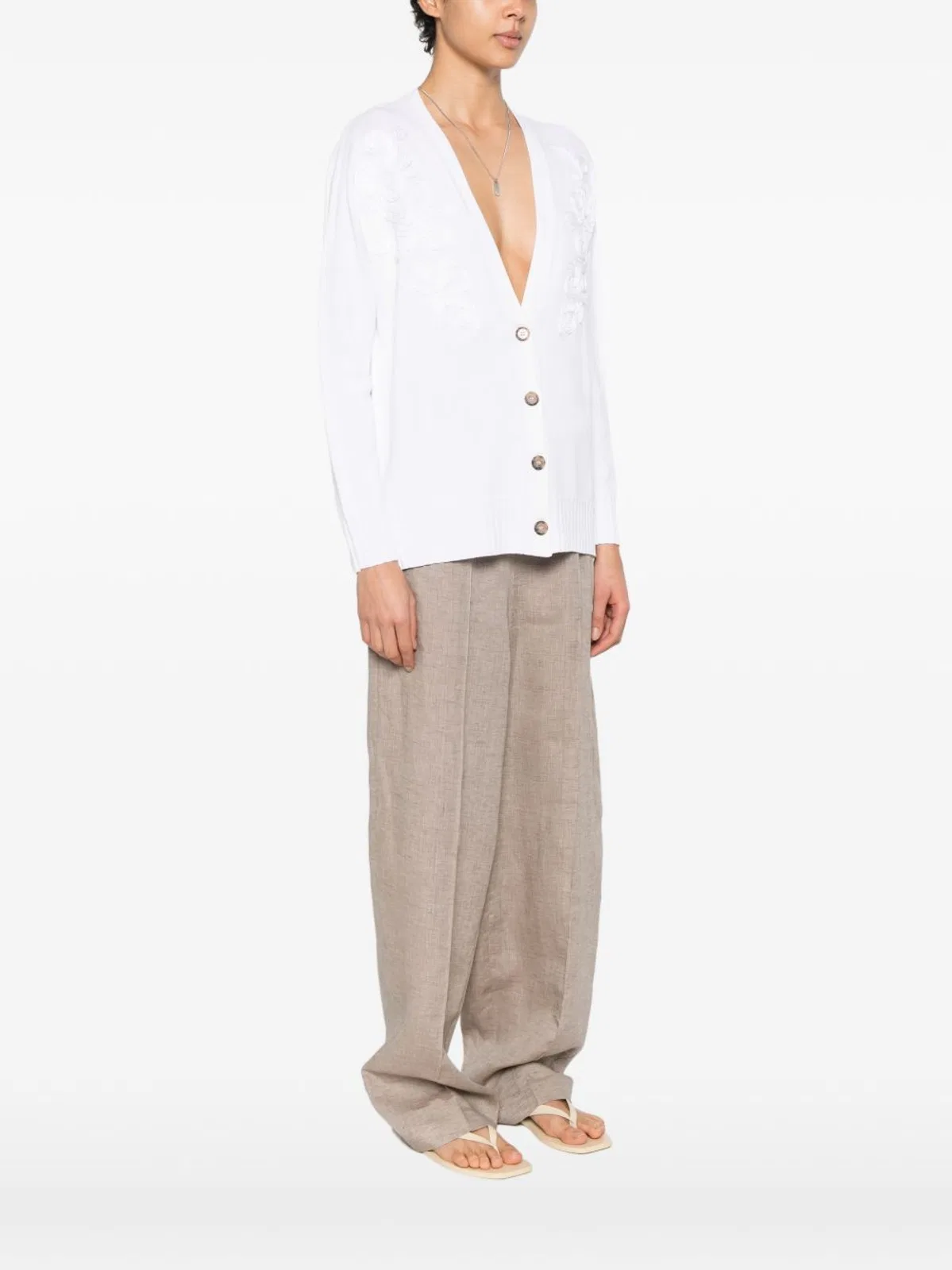 Ermanno Cotton Blend V-Necked Cardigan