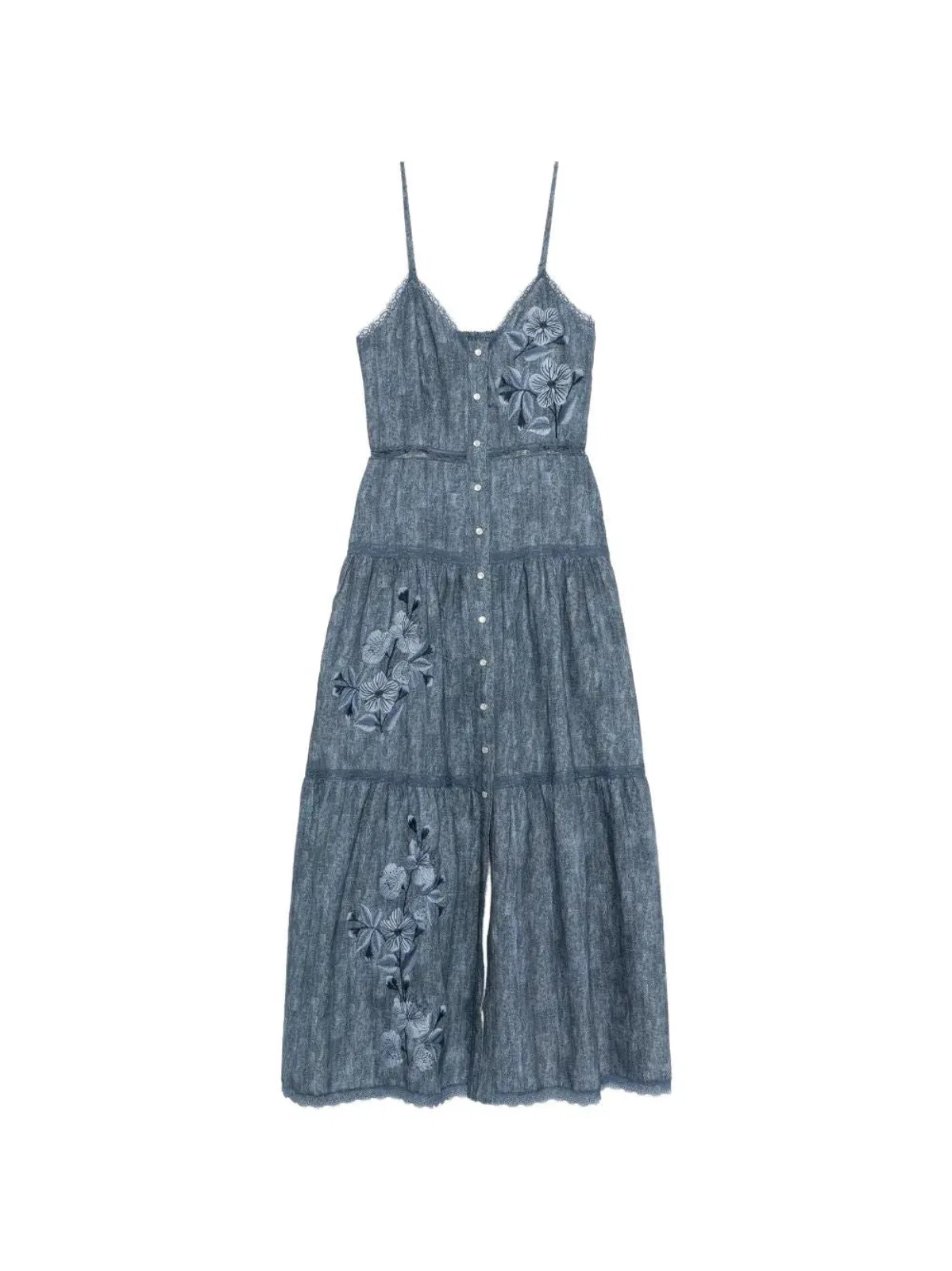 Ermanno Dark Denim Linen Maxi Dress