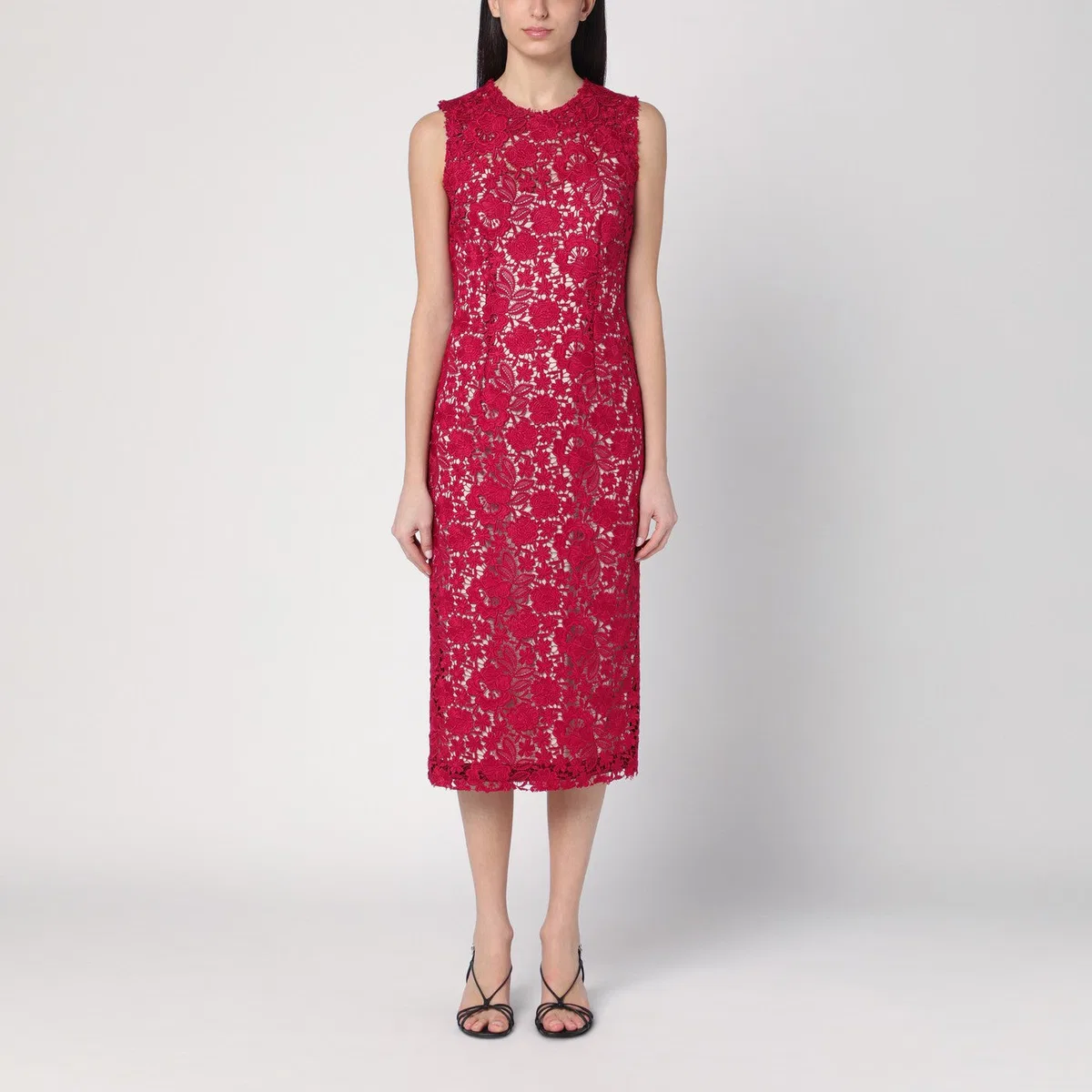 Parosh P.a.r.o.s.h. Red Lace Midi Dress