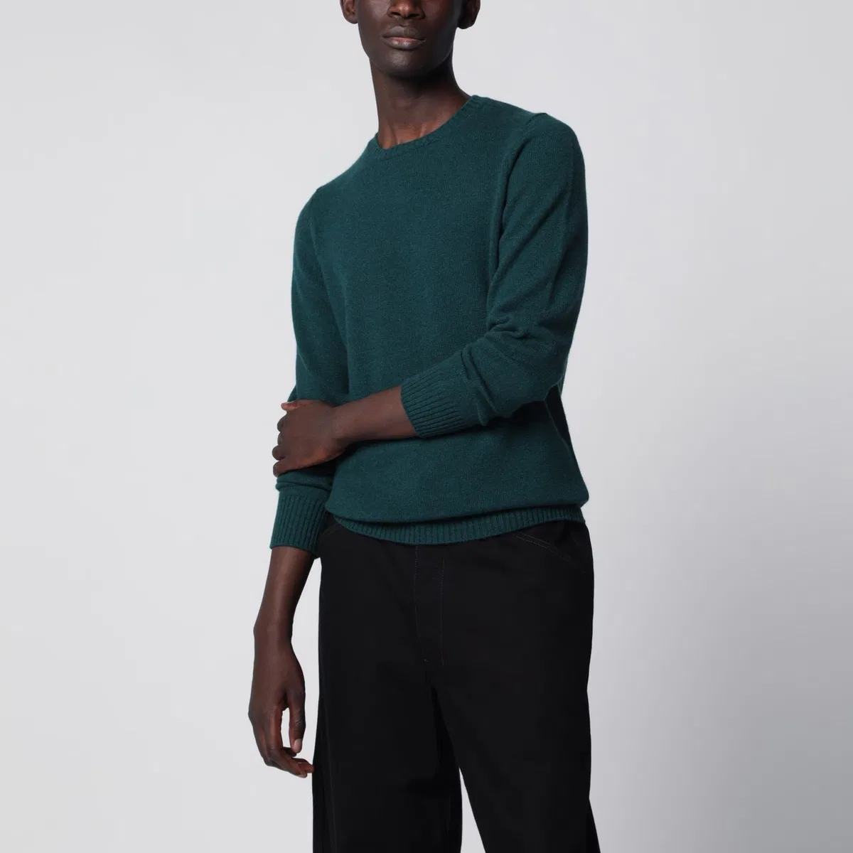 Drumohr Dark Green Cashmere Crewneck Sweater