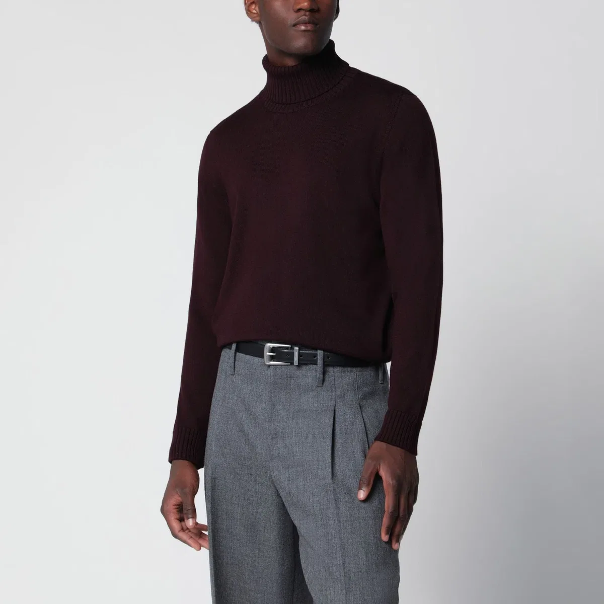 Drumohr Black Navy Wool Turtleneck Sweater