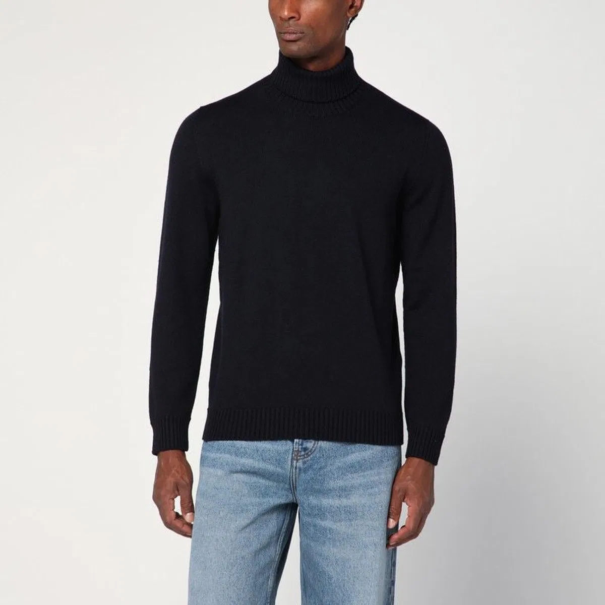 Drumohr Navy Blue Wool Turtleneck Sweater