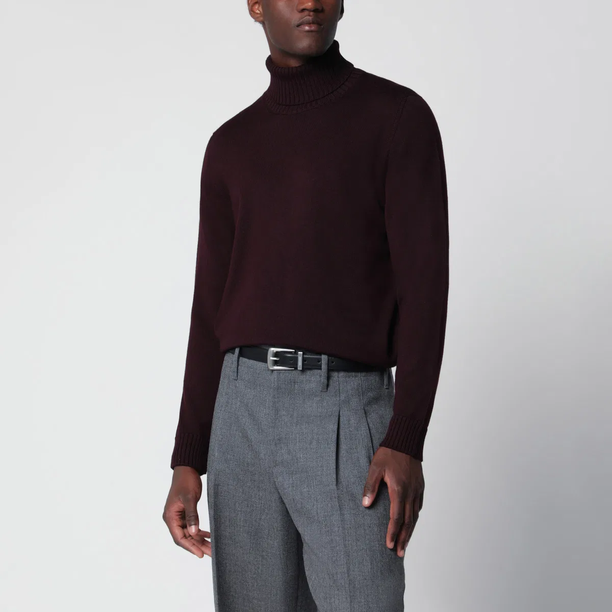 Drumohr Black Navy Wool Turtleneck Sweater