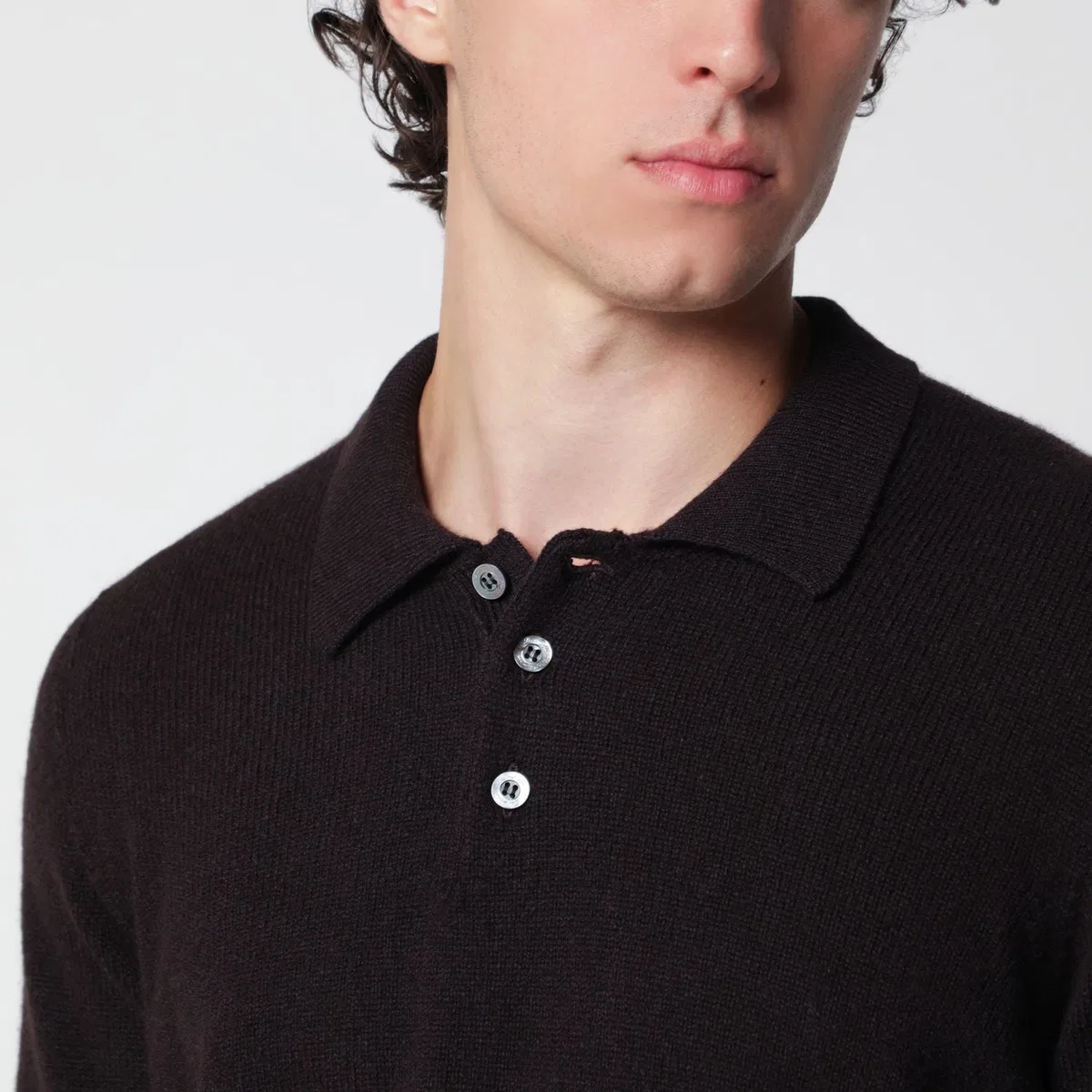 Drumohr Brown Wool Polo Sweater