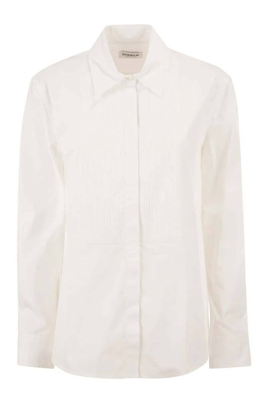 Dondup Cotton Shirt With Pleated Bib Front