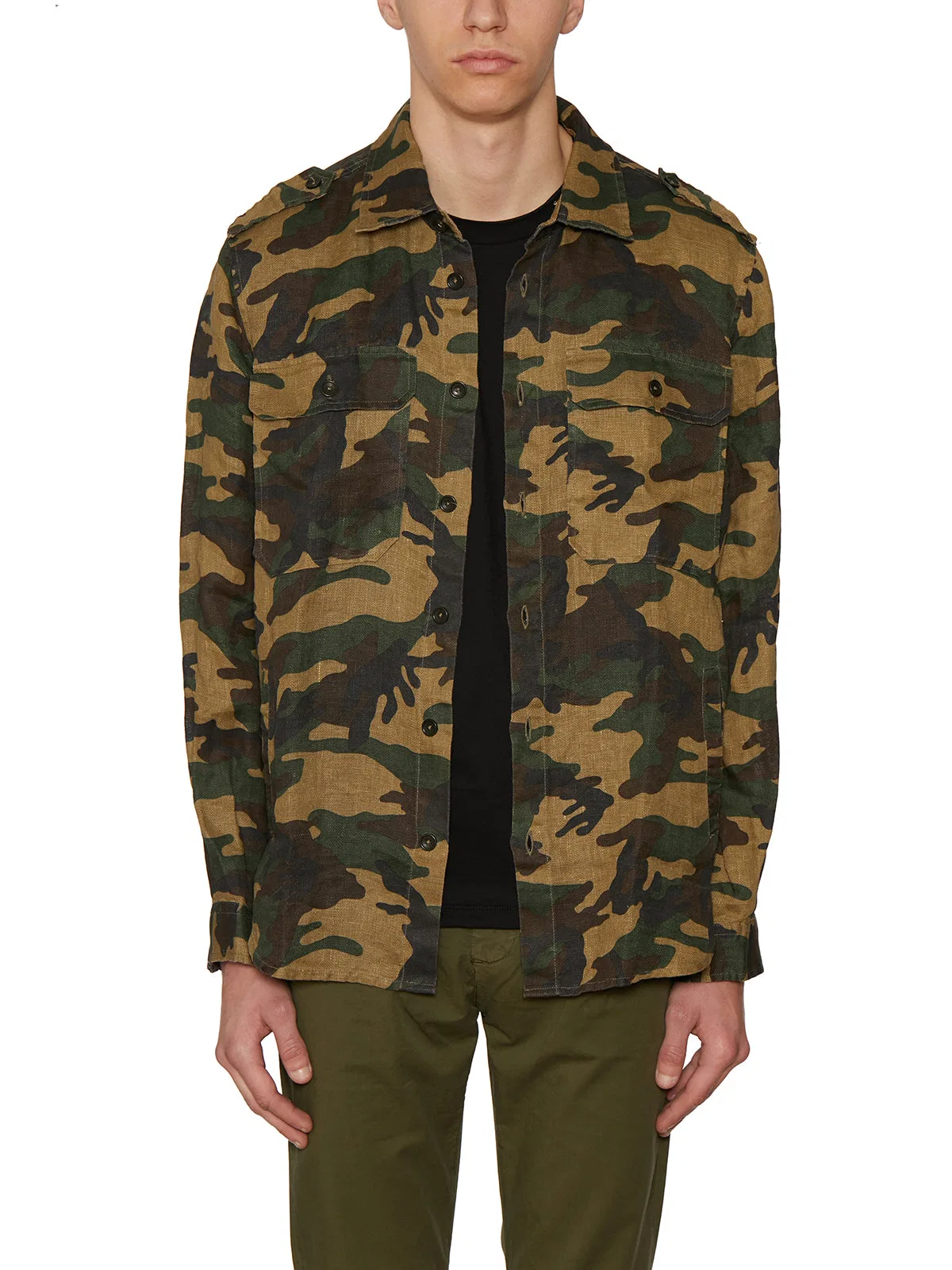 Daniele Alessandrini Linen Camouflage Shirt