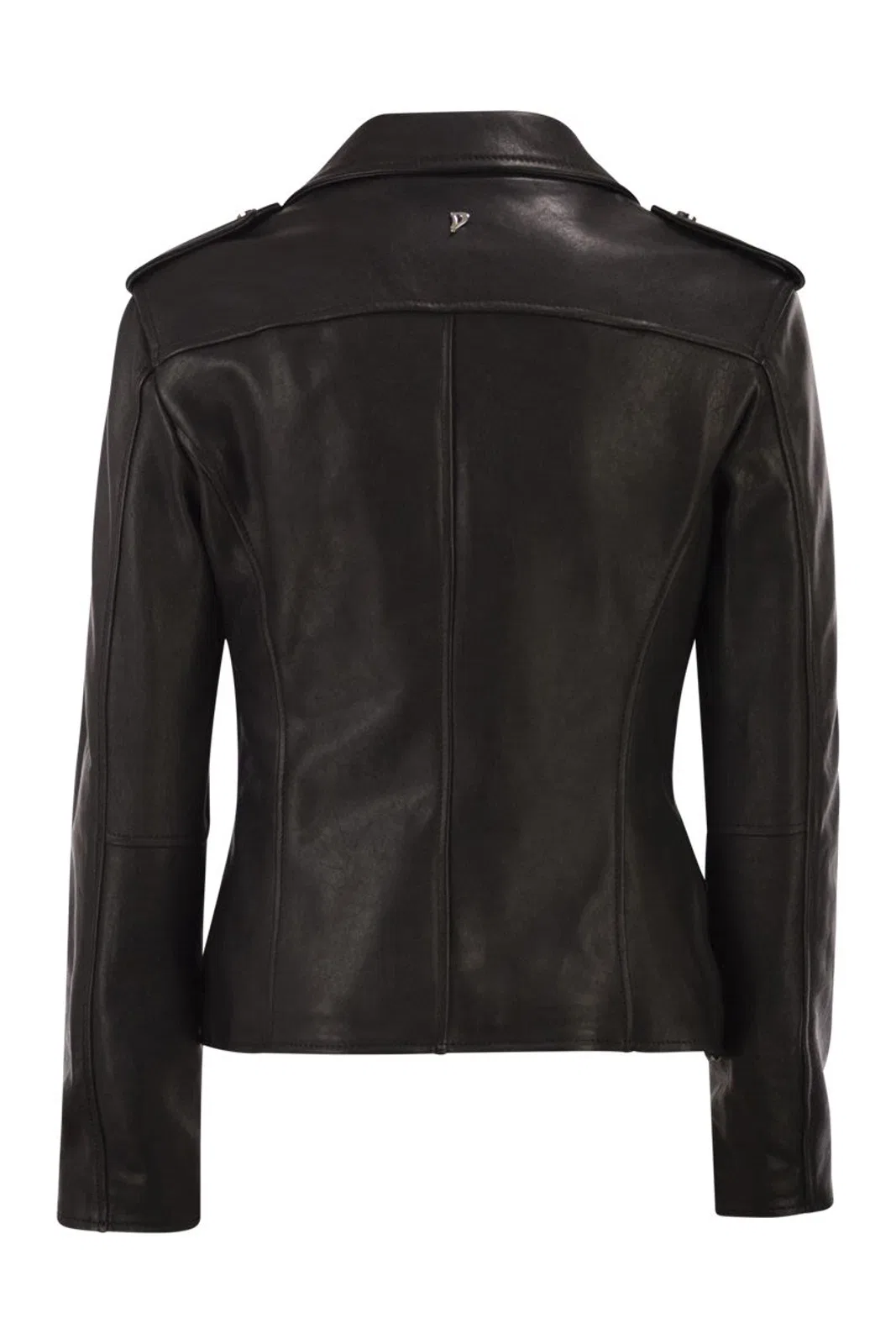 Dondup Lamb Leather Biker Jacket With Asymmetri